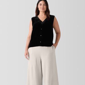NWT Eileen Fisher Black Velvet V- Neck Vest